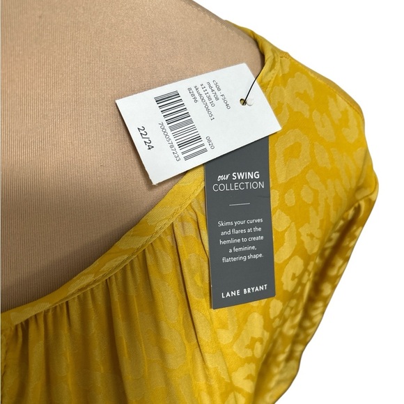 New Lane Bryan Swing Tee 22/24 Yellow Leopard Short Sleeve Tie Keyhole Neck NWT. - Picture 7 of 10